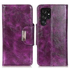 Leather Case Stands Flip Cover Holder N04P for Samsung Galaxy S22 Ultra 5G Purple