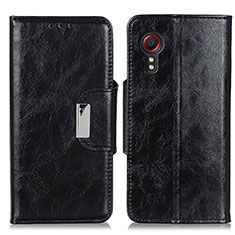 Leather Case Stands Flip Cover Holder N04P for Samsung Galaxy XCover 5 SM-G525F Black