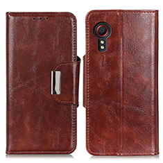 Leather Case Stands Flip Cover Holder N04P for Samsung Galaxy XCover 5 SM-G525F Brown