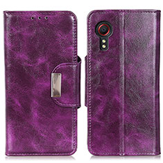 Leather Case Stands Flip Cover Holder N04P for Samsung Galaxy XCover 5 SM-G525F Purple