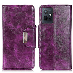 Leather Case Stands Flip Cover Holder N04P for Vivo T1 5G India Purple