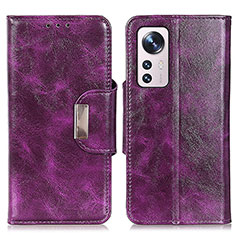 Leather Case Stands Flip Cover Holder N04P for Xiaomi Mi 12 5G Purple