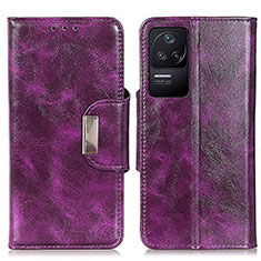 Leather Case Stands Flip Cover Holder N04P for Xiaomi Poco F4 5G Purple