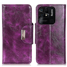 Leather Case Stands Flip Cover Holder N04P for Xiaomi Redmi 10 Power Purple