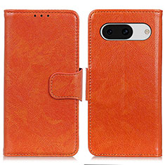 Leather Case Stands Flip Cover Holder N05P for Google Pixel 8a 5G Orange