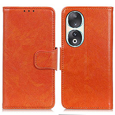 Leather Case Stands Flip Cover Holder N05P for Huawei Honor 90 5G Orange