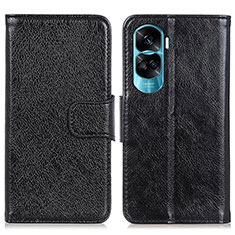 Leather Case Stands Flip Cover Holder N05P for Huawei Honor 90 Lite 5G Black