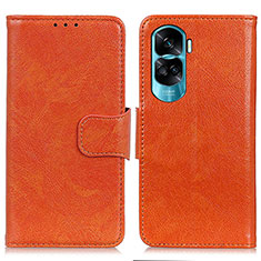 Leather Case Stands Flip Cover Holder N05P for Huawei Honor 90 Lite 5G Orange