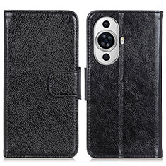 Leather Case Stands Flip Cover Holder N05P for Huawei Nova 11 Pro Black