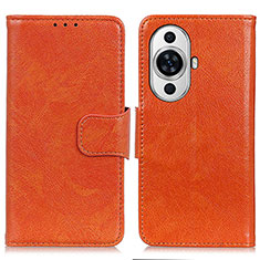 Leather Case Stands Flip Cover Holder N05P for Huawei Nova 11 Pro Orange