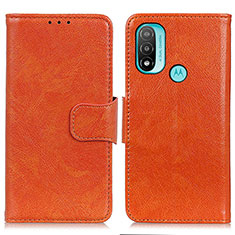 Leather Case Stands Flip Cover Holder N05P for Motorola Moto E20 Orange