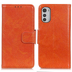 Leather Case Stands Flip Cover Holder N05P for Motorola Moto E32s Orange