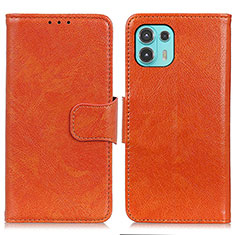 Leather Case Stands Flip Cover Holder N05P for Motorola Moto Edge 20 Lite 5G Orange