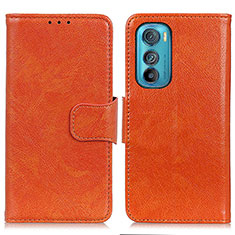 Leather Case Stands Flip Cover Holder N05P for Motorola Moto Edge 30 5G Orange