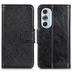 Leather Case Stands Flip Cover Holder N05P for Motorola Moto Edge Plus (2022) 5G Black