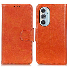 Leather Case Stands Flip Cover Holder N05P for Motorola Moto Edge X30 5G Orange