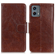 Leather Case Stands Flip Cover Holder N05P for Motorola Moto G 5G (2023) Brown