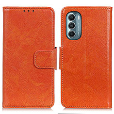 Leather Case Stands Flip Cover Holder N05P for Motorola Moto G Stylus (2022) 4G Orange