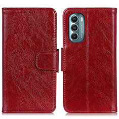 Leather Case Stands Flip Cover Holder N05P for Motorola Moto G Stylus (2022) 5G Red