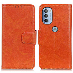Leather Case Stands Flip Cover Holder N05P for Motorola Moto G31 Orange