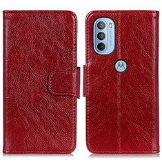 Leather Case Stands Flip Cover Holder N05P for Motorola Moto G31 Red