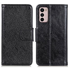 Leather Case Stands Flip Cover Holder N05P for Motorola Moto G42 Black