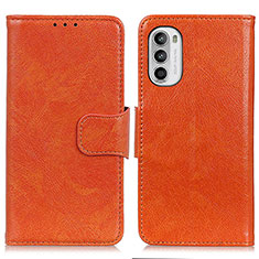 Leather Case Stands Flip Cover Holder N05P for Motorola MOTO G52 Orange