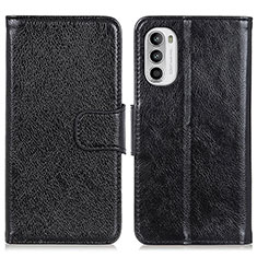 Leather Case Stands Flip Cover Holder N05P for Motorola Moto G71s 5G Black
