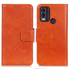 Leather Case Stands Flip Cover Holder N05P for Nokia C22 Orange