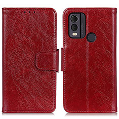 Leather Case Stands Flip Cover Holder N05P for Nokia C22 Red