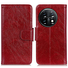 Leather Case Stands Flip Cover Holder N05P for OnePlus 11 5G Red