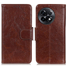 Leather Case Stands Flip Cover Holder N05P for OnePlus Ace 2 5G Brown