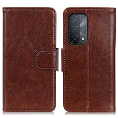 Leather Case Stands Flip Cover Holder N05P for OnePlus Nord N200 5G Brown