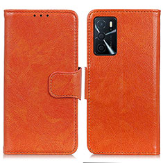 Leather Case Stands Flip Cover Holder N05P for Oppo A16 Orange