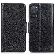 Leather Case Stands Flip Cover Holder N05P for Oppo A53s 5G Black
