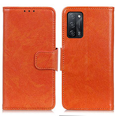 Leather Case Stands Flip Cover Holder N05P for Oppo A53s 5G Orange