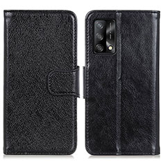Leather Case Stands Flip Cover Holder N05P for Oppo A74 4G Black