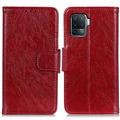 Leather Case Stands Flip Cover Holder N05P for Oppo A94 4G Red