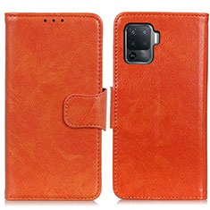 Leather Case Stands Flip Cover Holder N05P for Oppo F19 Pro Orange