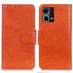 Leather Case Stands Flip Cover Holder N05P for Oppo F21s Pro 4G Orange