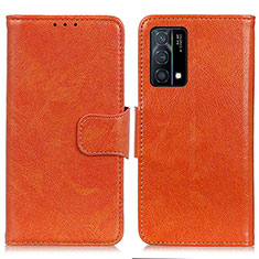 Leather Case Stands Flip Cover Holder N05P for Oppo K9 5G Orange