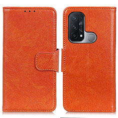 Leather Case Stands Flip Cover Holder N05P for Oppo Reno5 A Orange