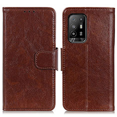 Leather Case Stands Flip Cover Holder N05P for Oppo Reno5 Z 5G Brown