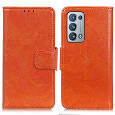 Leather Case Stands Flip Cover Holder N05P for Oppo Reno6 Pro+ Plus 5G Orange