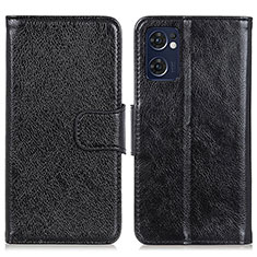 Leather Case Stands Flip Cover Holder N05P for Oppo Reno7 5G Black
