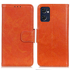 Leather Case Stands Flip Cover Holder N05P for Oppo Reno7 5G Orange