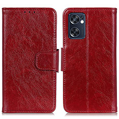 Leather Case Stands Flip Cover Holder N05P for Oppo Reno7 SE 5G Red