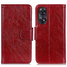 Leather Case Stands Flip Cover Holder N05P for Oppo Reno8 T 4G Red