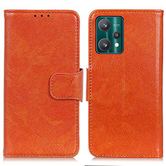 Leather Case Stands Flip Cover Holder N05P for Realme 9 5G Orange