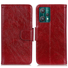 Leather Case Stands Flip Cover Holder N05P for Realme 9 5G Red